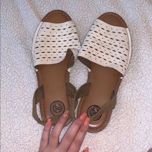 White flat sandals